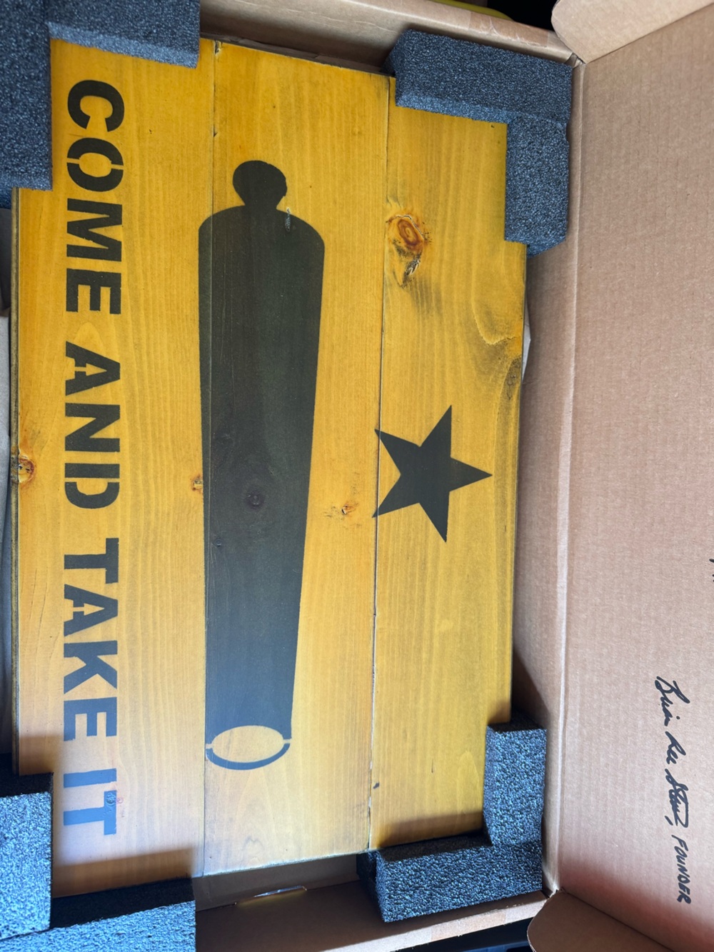 Rustic looking “Come and Take it” Wooden Flag